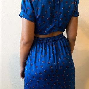 Vintage Inspired Blue Patterned Dress